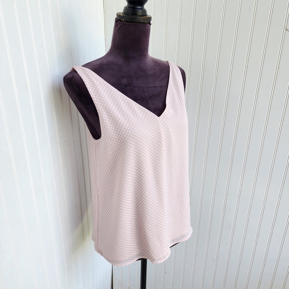 Express Women's Polka Dot Pink White Strappy Double V Neck Tank Top S - Picture 6 of 12
